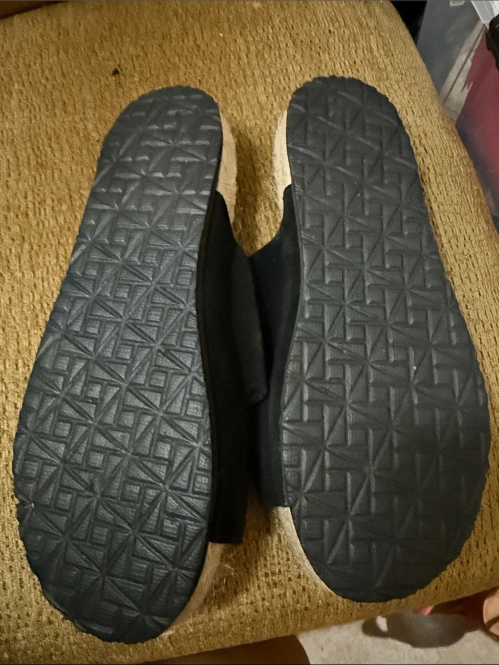 Haute Hippie Black Suede Double Buckle Rope-Trim Slides